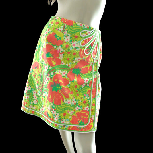 60s Vintage Lilly Pulitzer Poppy Floral A Line Mini Skirt Sz 6/8