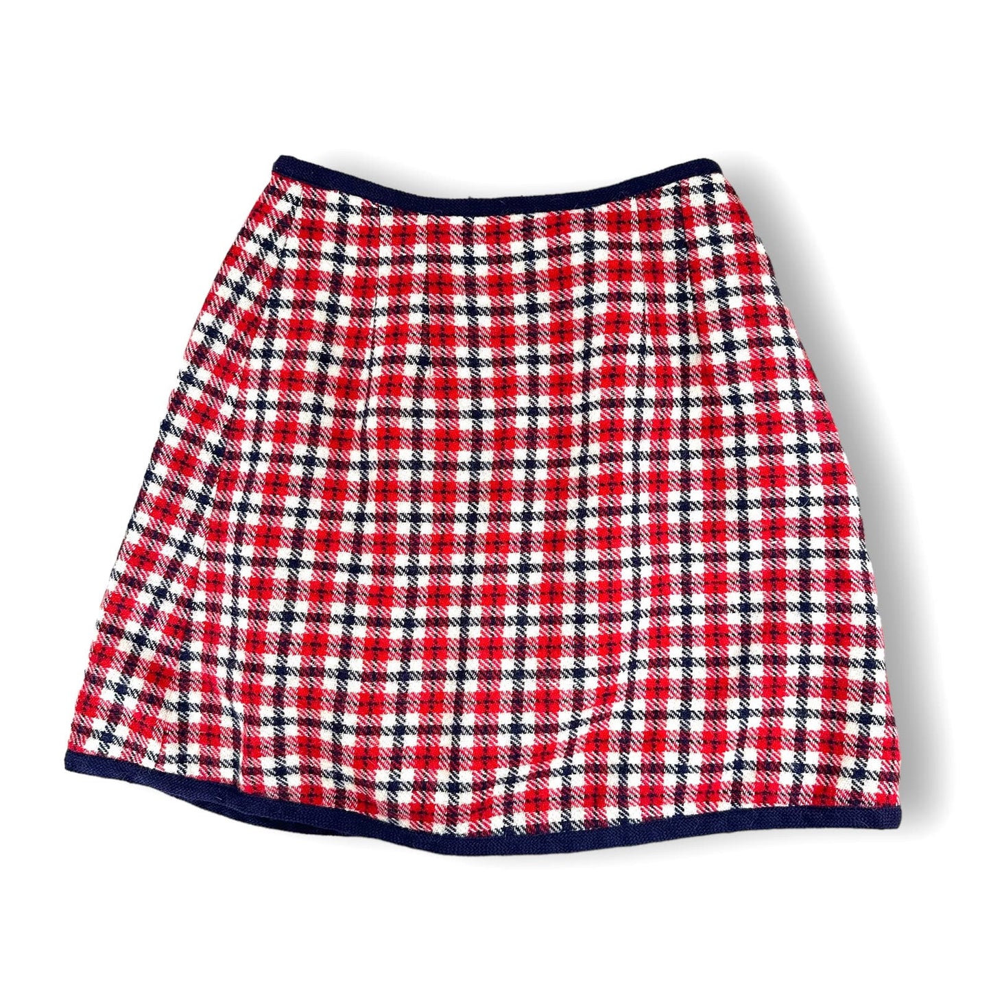 60s Red White Blue Shetland Tweed Scottish Wrap Mini Skirt Size M