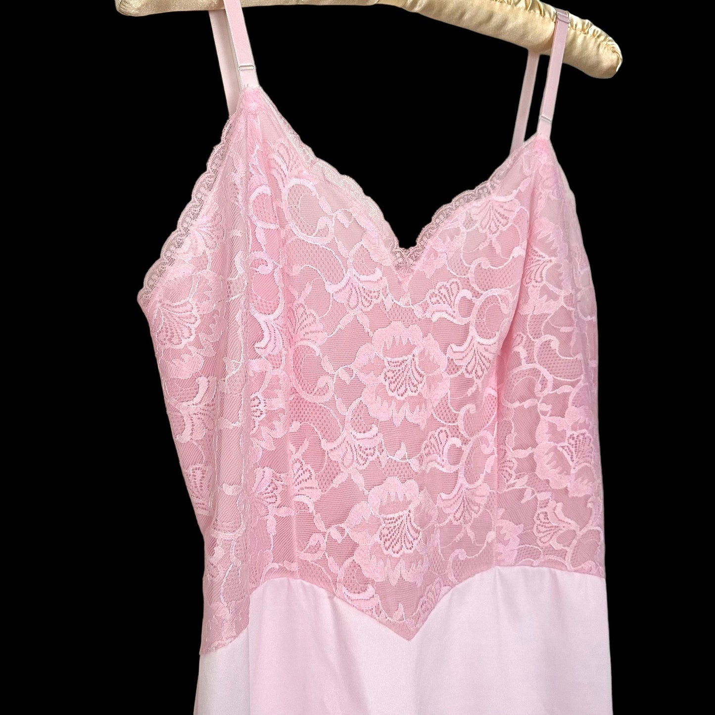 60s Vintage Hand Dyed Pink Lacy Slip Dress S/M