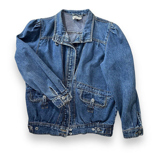 Vintage 80s Blue Cotton Denim Jean Jacket Size 14/16