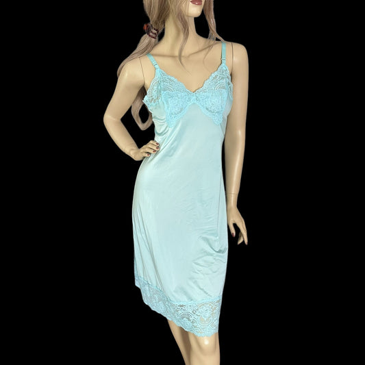 Vintage Hand Dyed Lacy Blue Slip Dress M