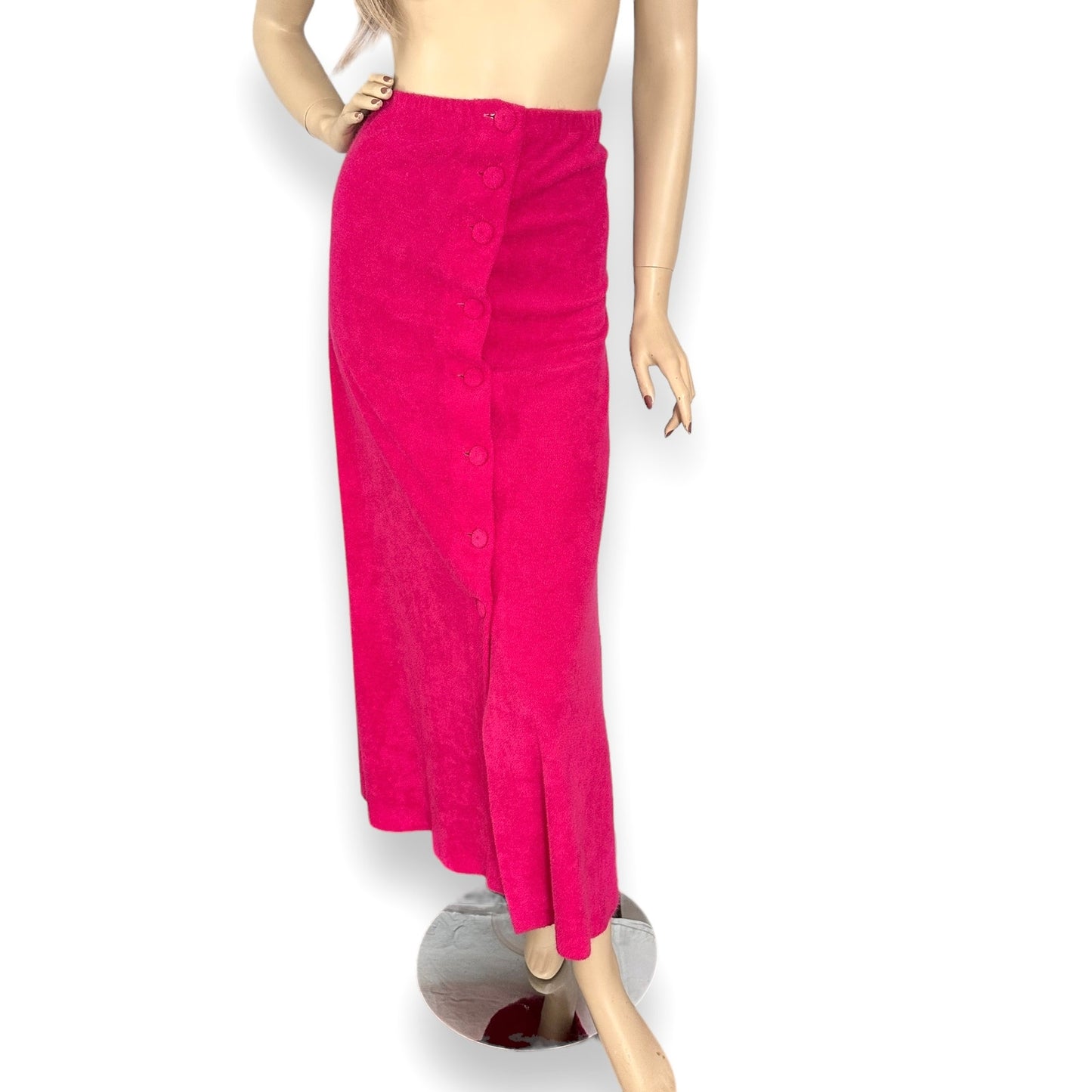 70s Vintage Pink Terrycloth Strapless Dress | Maxi Skirt | Coverup | Beachwear