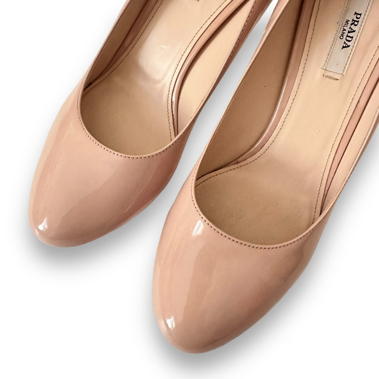 Prada Nude Patent Leather Platform Heels Size 7.5 or Euro 38