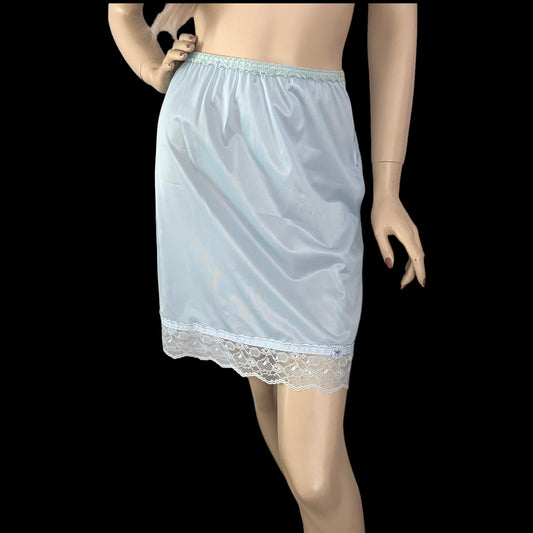 Vintage Pale Blue Slip Skirt | Vintage Mini Slip Size Small