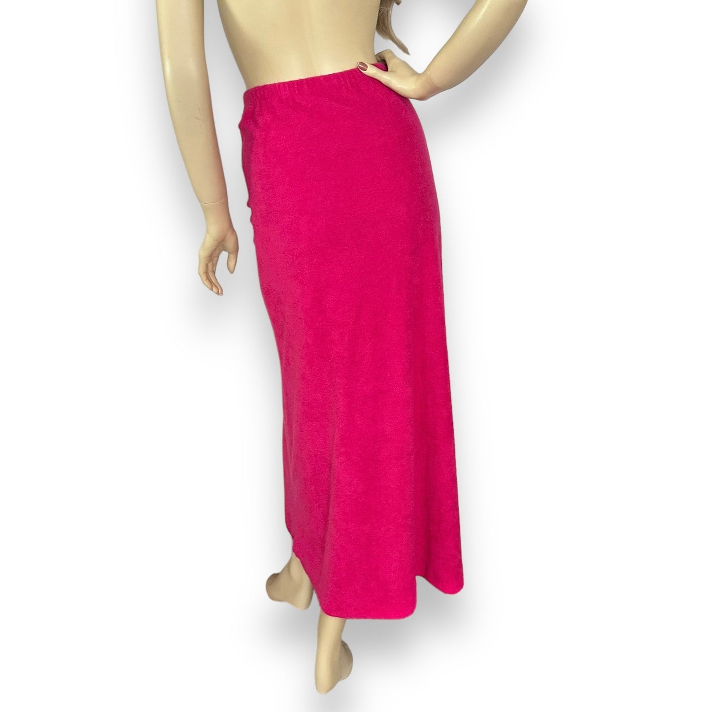 70s Vintage Pink Terrycloth Strapless Dress | Maxi Skirt | Coverup | Beachwear