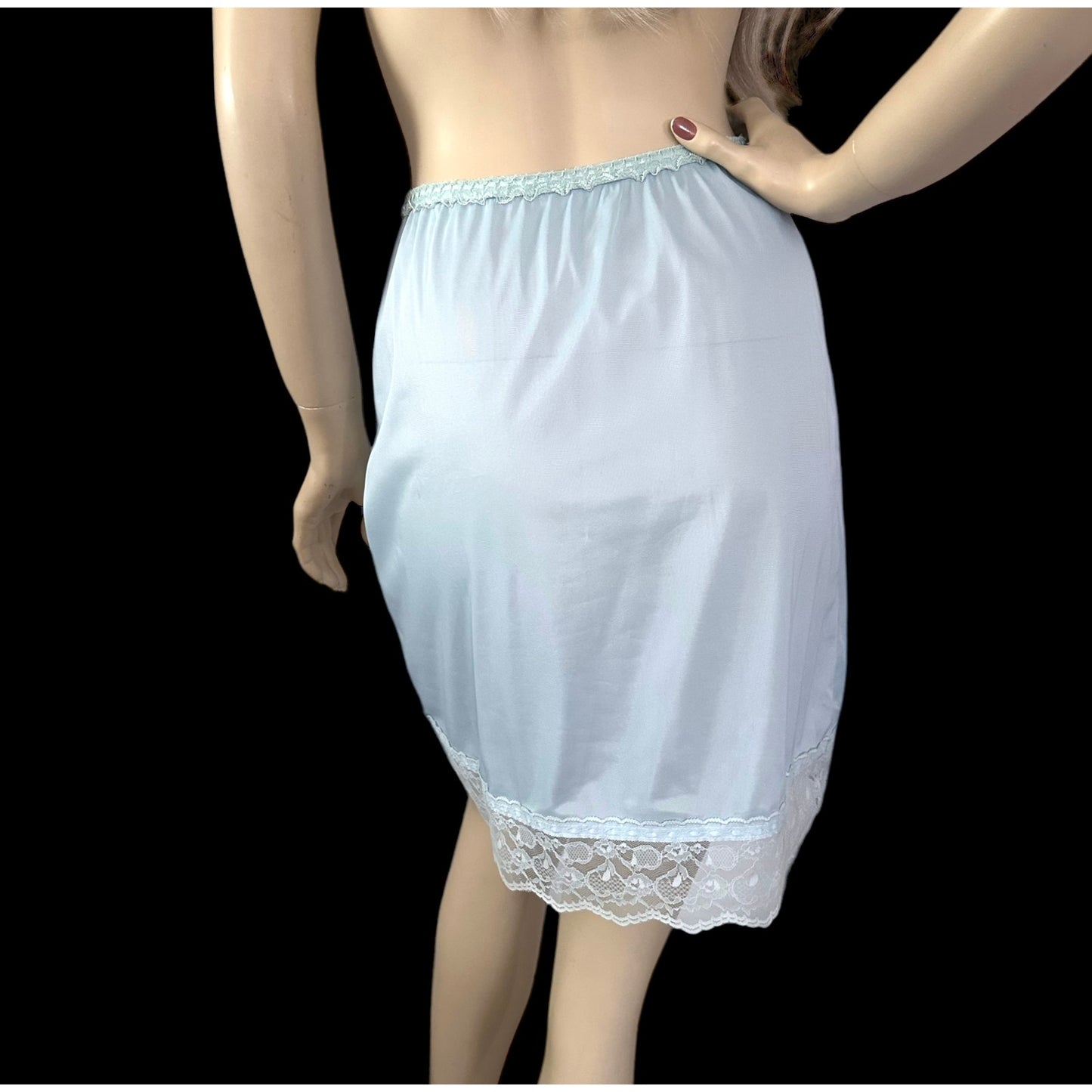 Vintage Pale Blue Slip Skirt | Vintage Mini Slip Size Small