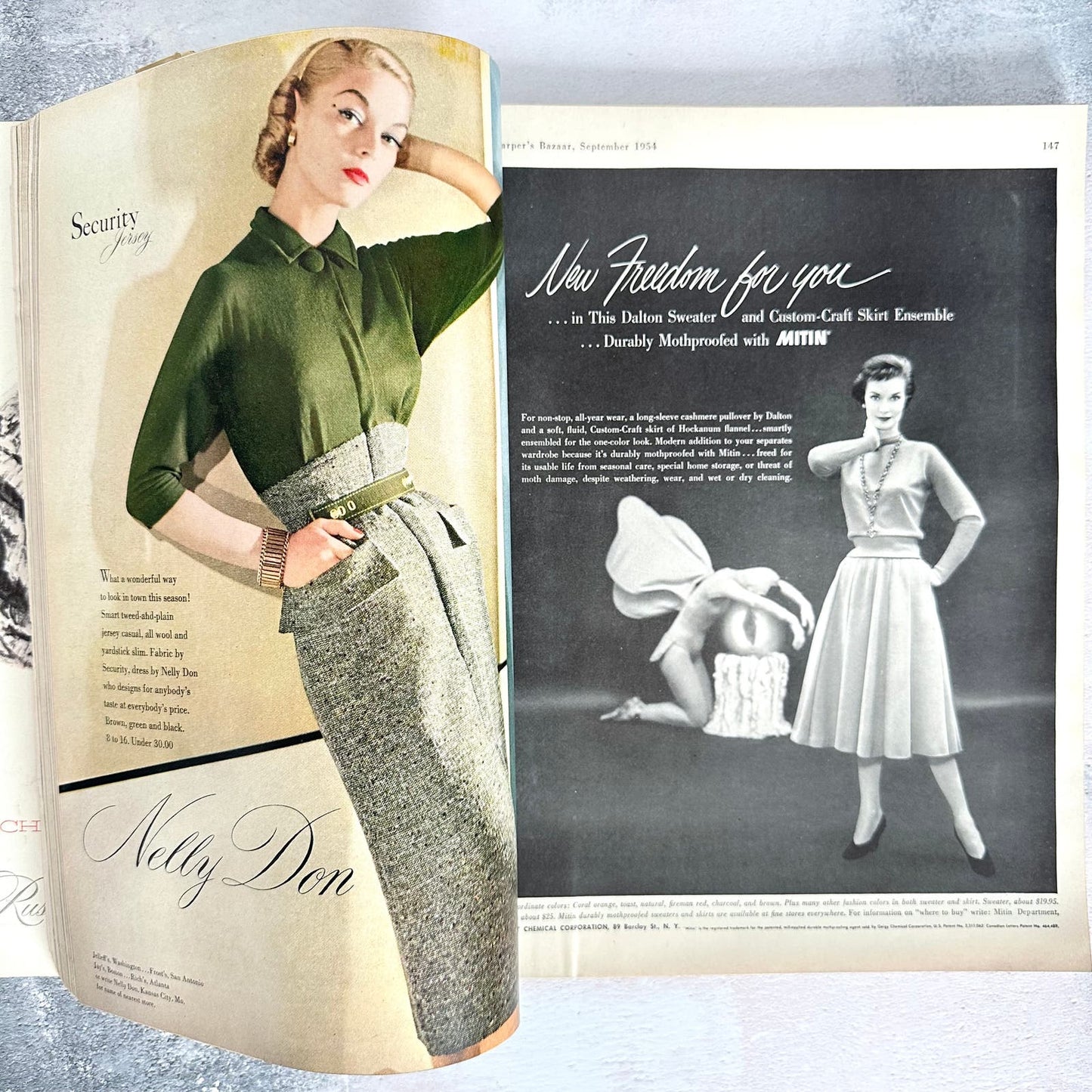 Harper's Bazaar US Sept 1954 Vintage Rare Fashion Magazine