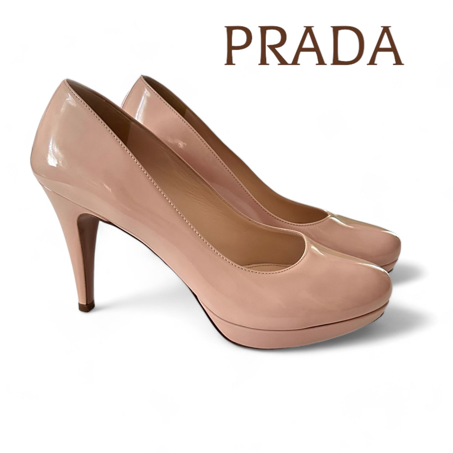 Prada Nude Patent Leather Platform Heels Size 7.5 or Euro 38