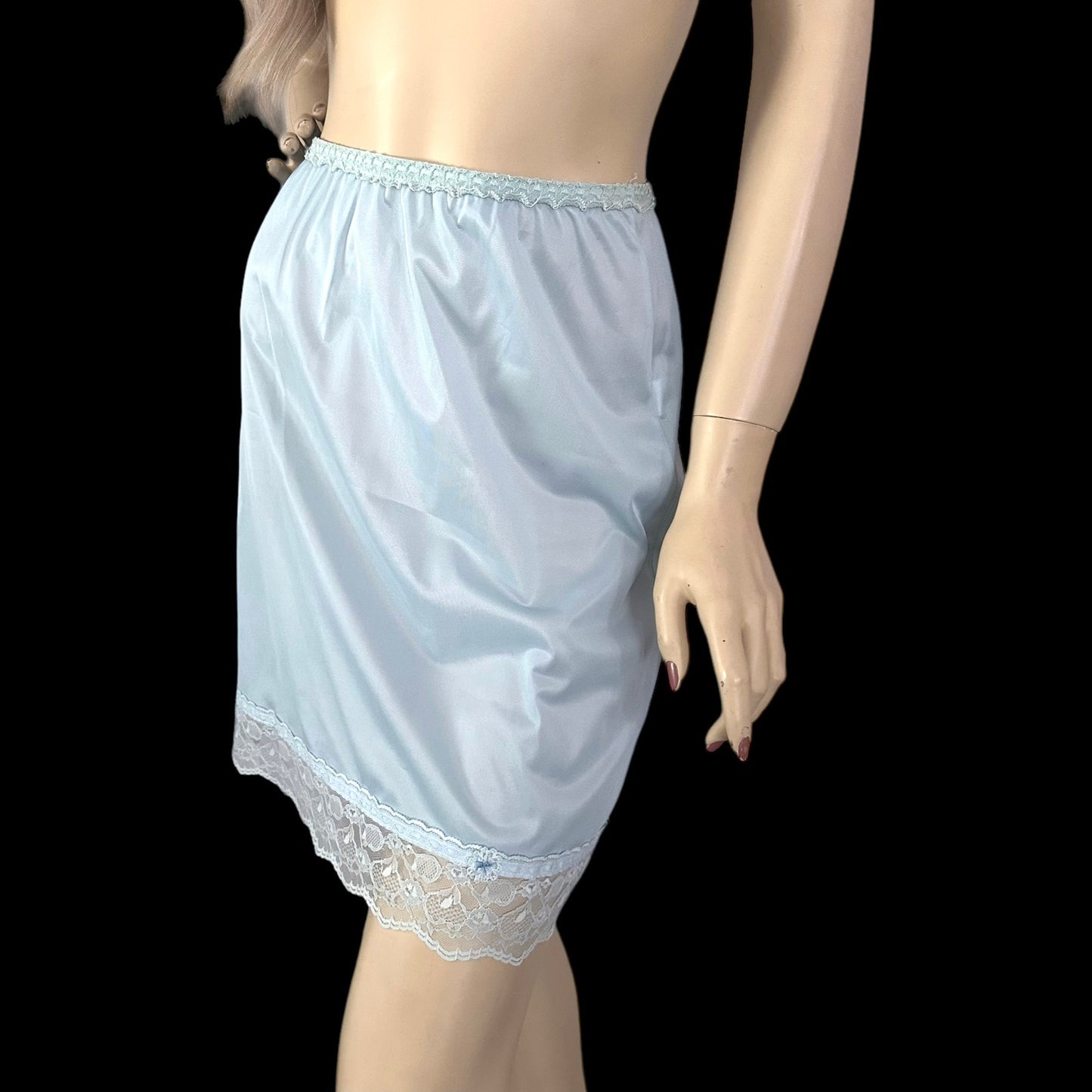 Vintage Pale Blue Slip Skirt | Vintage Mini Slip Size Small