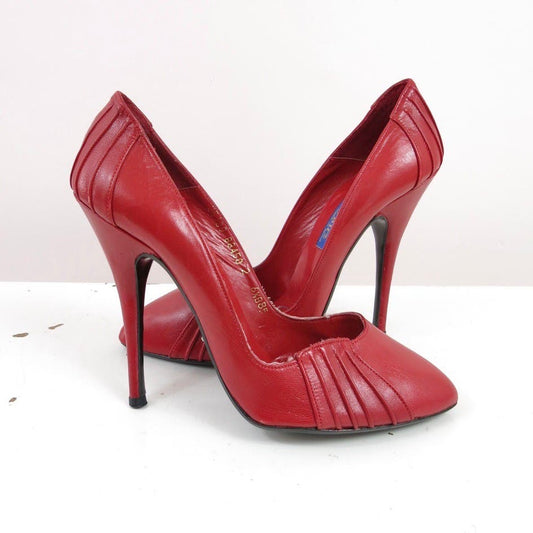 Vintage 1980s Wild Pair Red Leather Stiletto Heels Made in Spain Size 6.5B