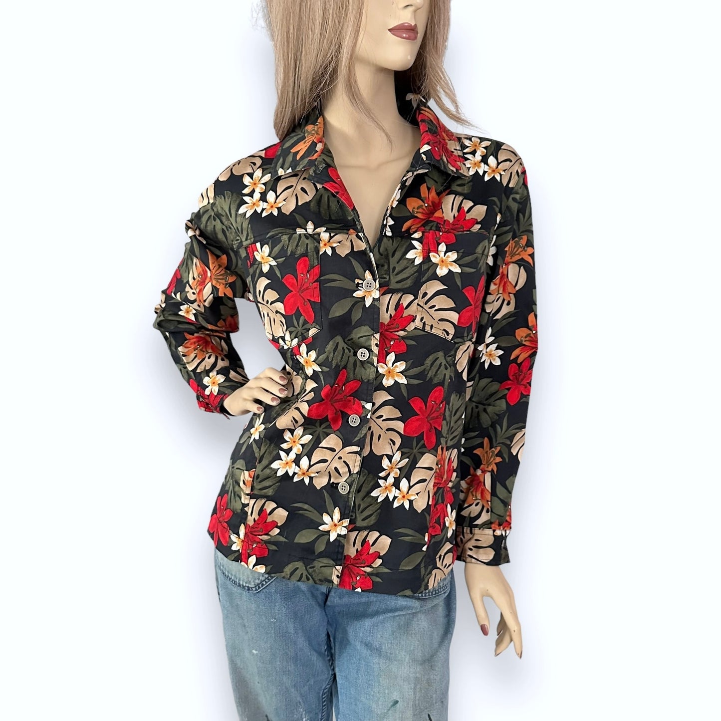 VTG Chico's Design Tropical Jacket | Hawaiian Long Sleeve Top M