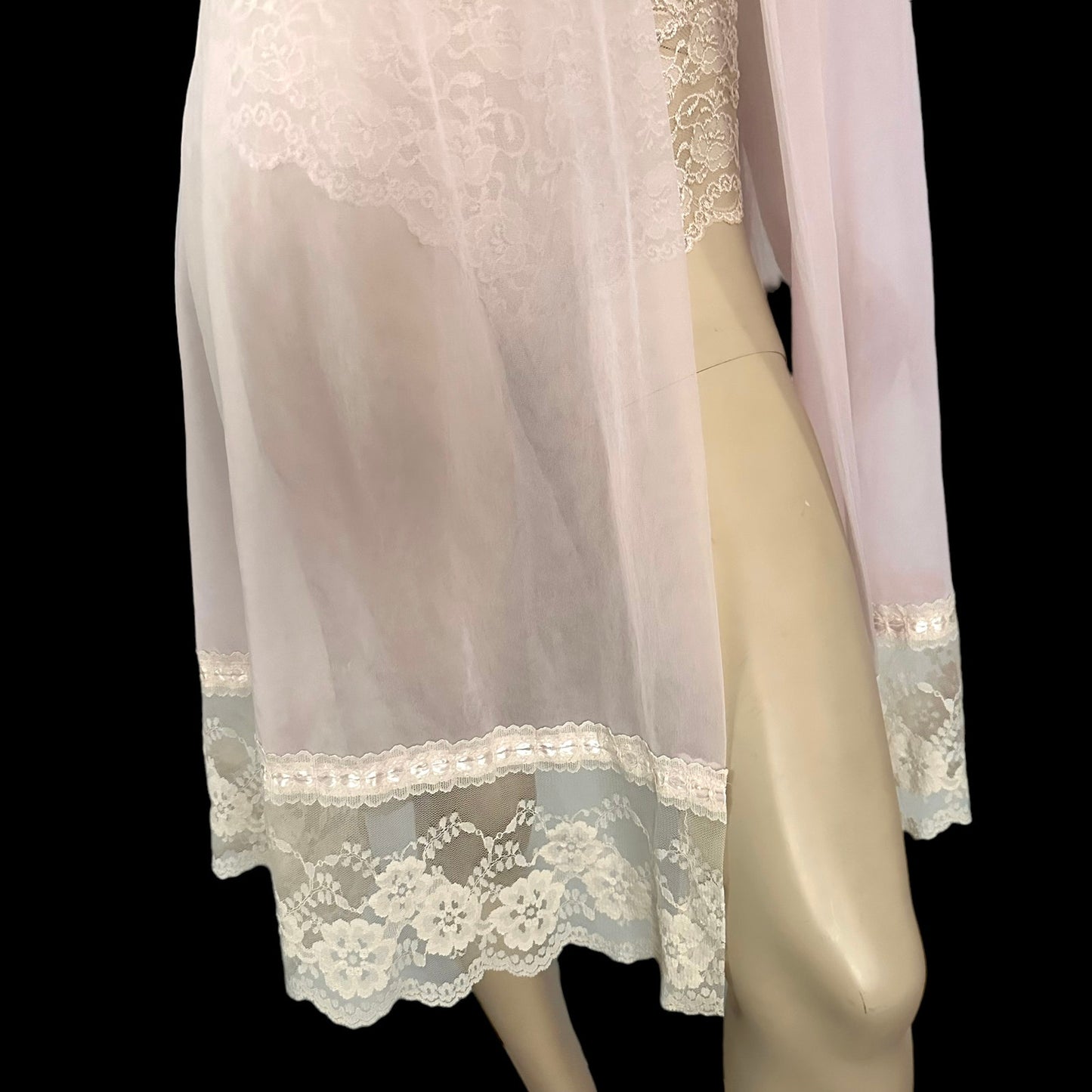 60s Vintage Lane Bryant Pink Sheer Chiffon Duster