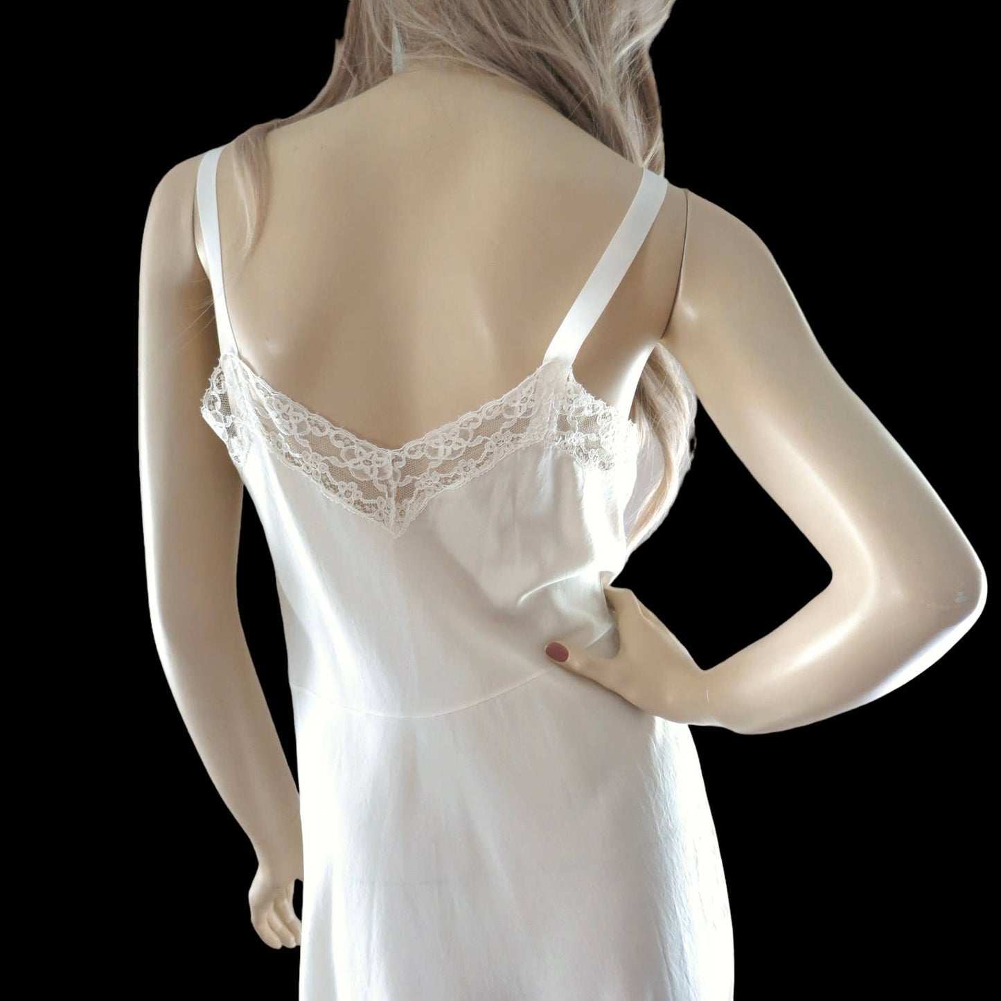50s Vintage Ivory White Bridal Slip Dress S/M