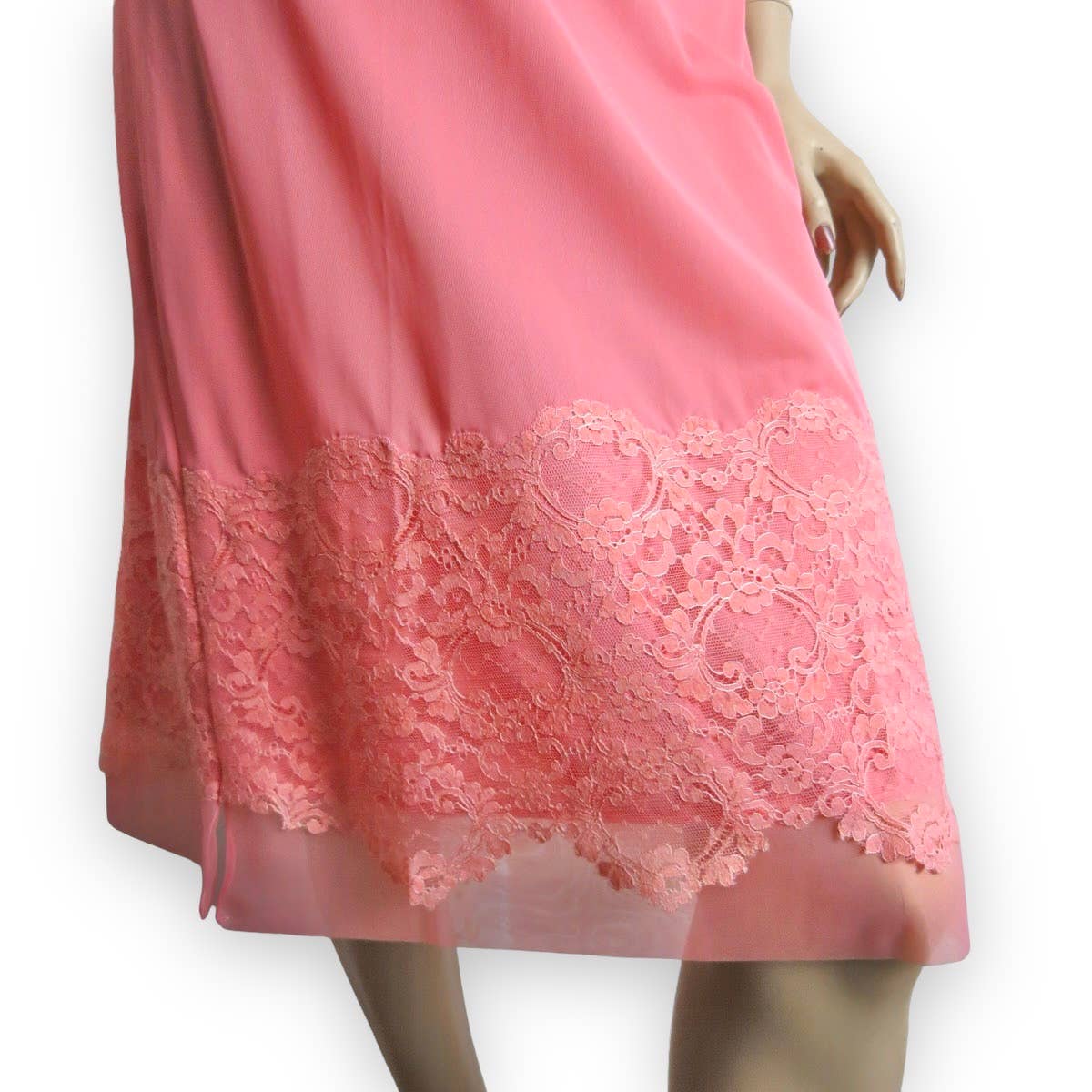 60s Vintage Flamingo Pink Nylon Slip Dress S