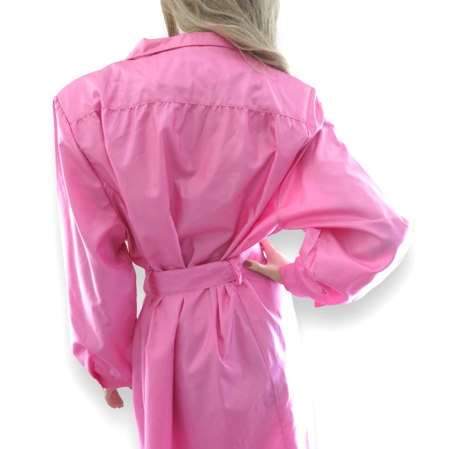 80s Vintage Pink Belted Trench Coat XL