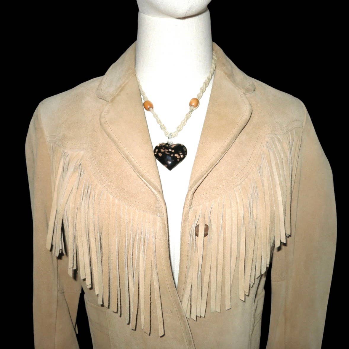 90s Fringe Suede Cropped Cowgirl Jacket M