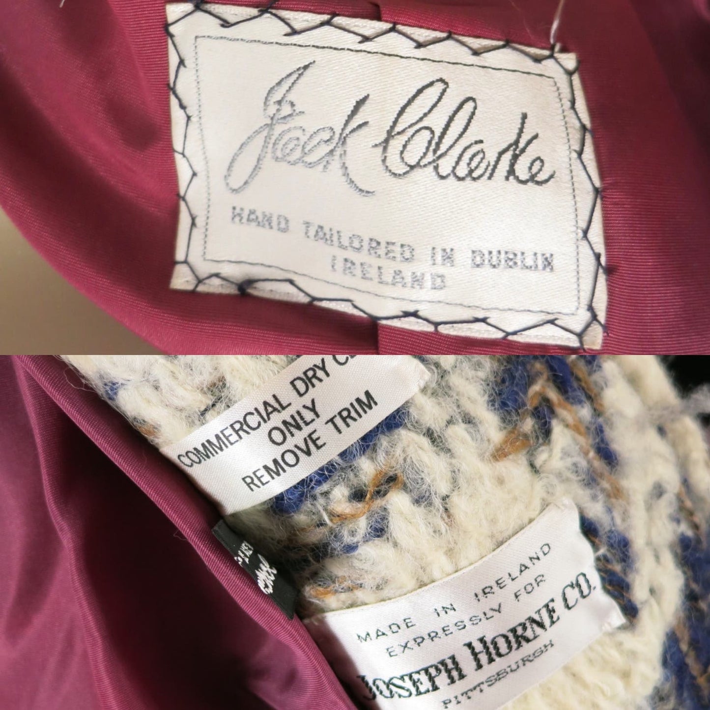 Vintage 70s Jack Clarke Irish Wool Houndstooth Coat Size 12