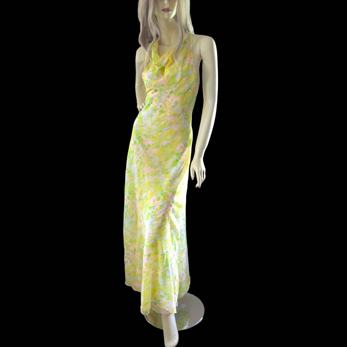 70s Vintage Yellow Chiffon Gown & Peignoir Set S
