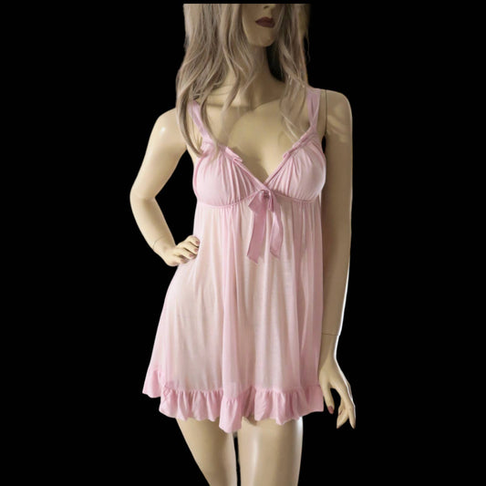 Vintage Y2K Victoria's Secret Pink Babydoll Chemise Slip Dress S