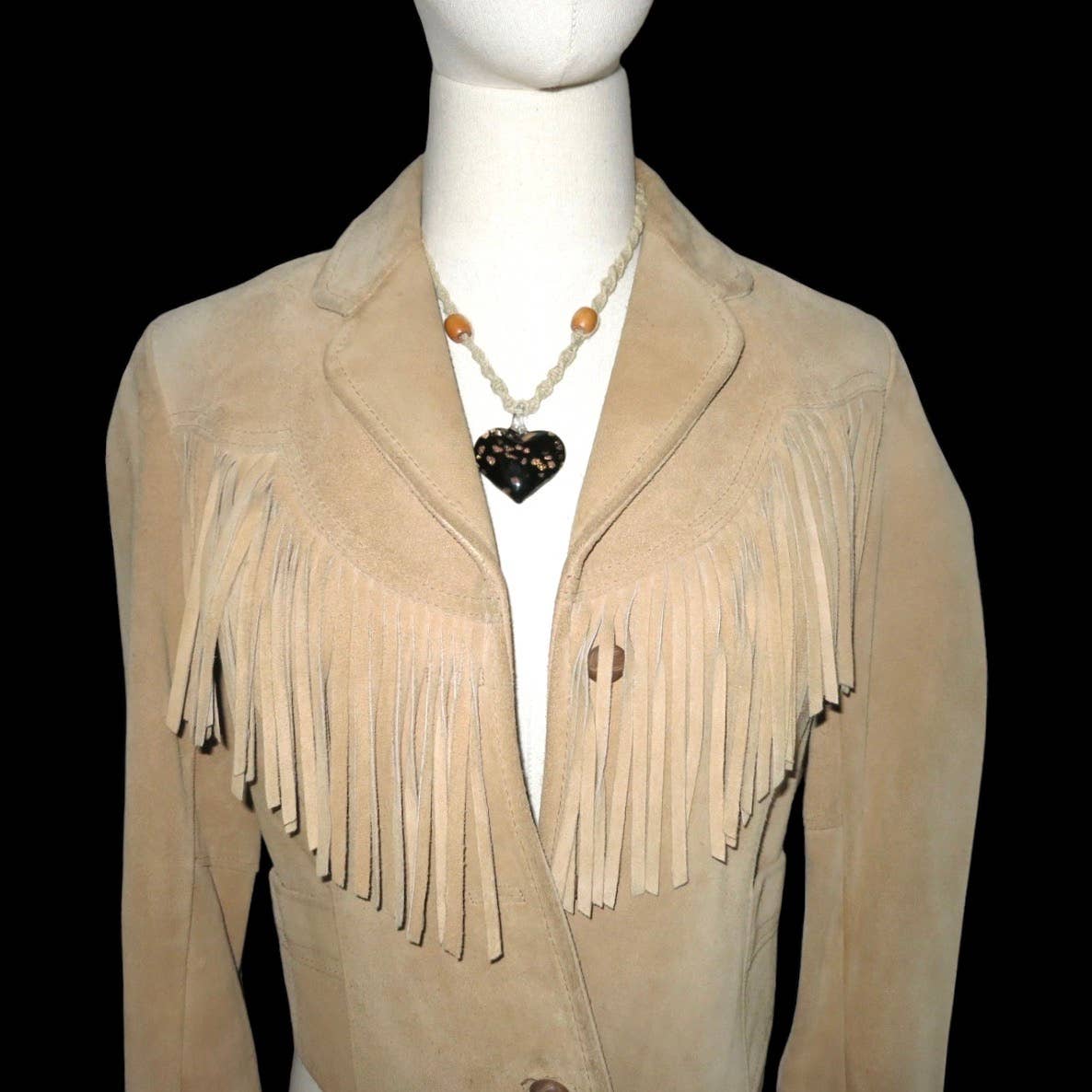 90s Fringe Suede Cropped Cowgirl Jacket M