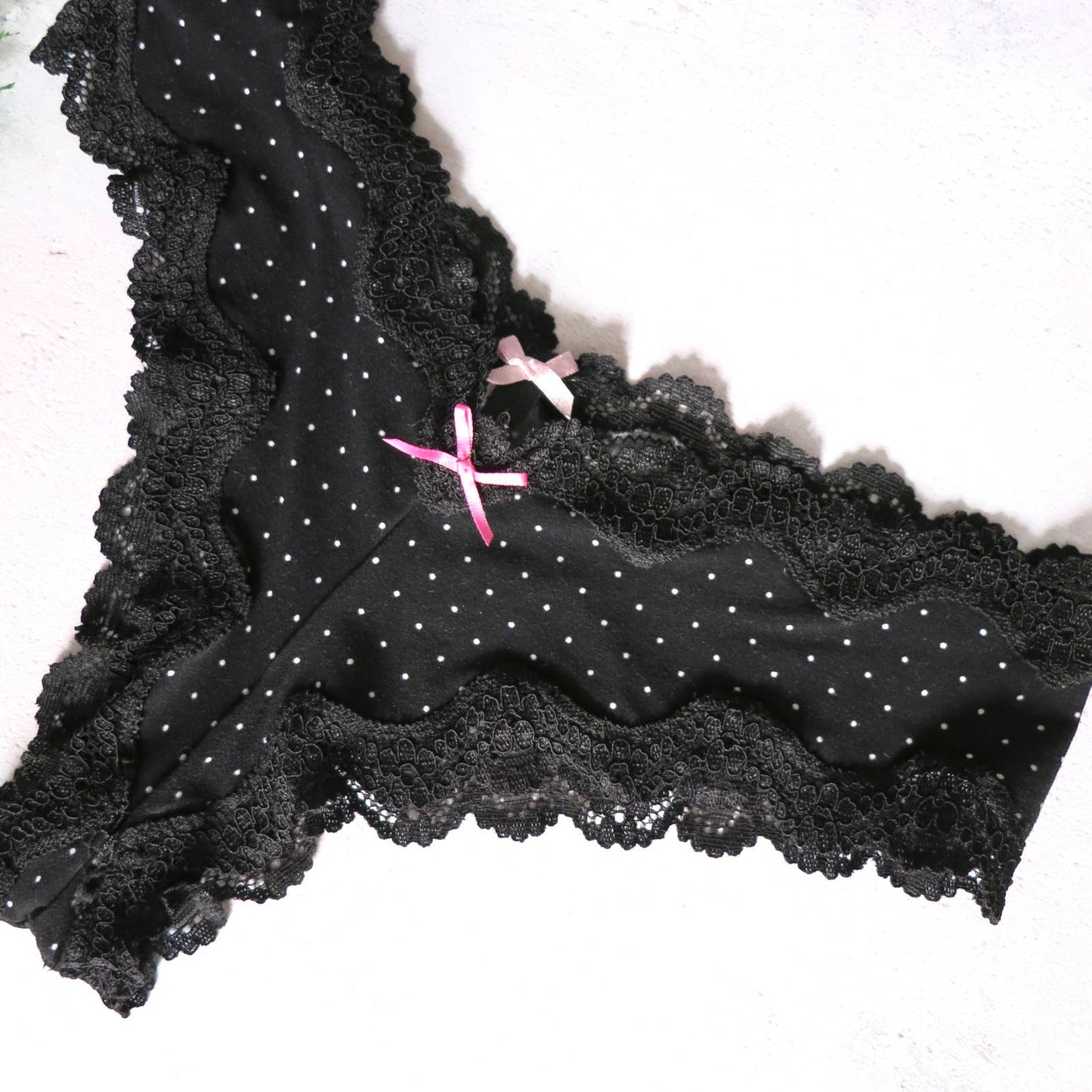 Vintage Y2K Victoria's Secret Black White Polka Dot Cheeky Panties S