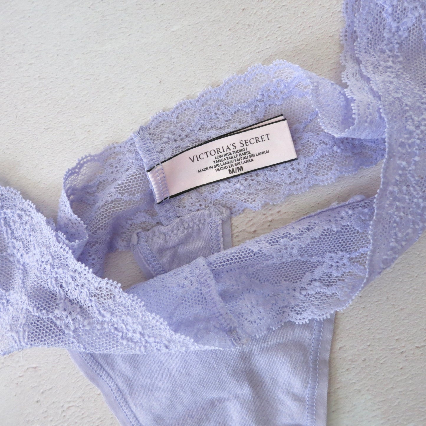 Victoria's Secret Lilac Cotton & Lace Low Rise Thong Panties M