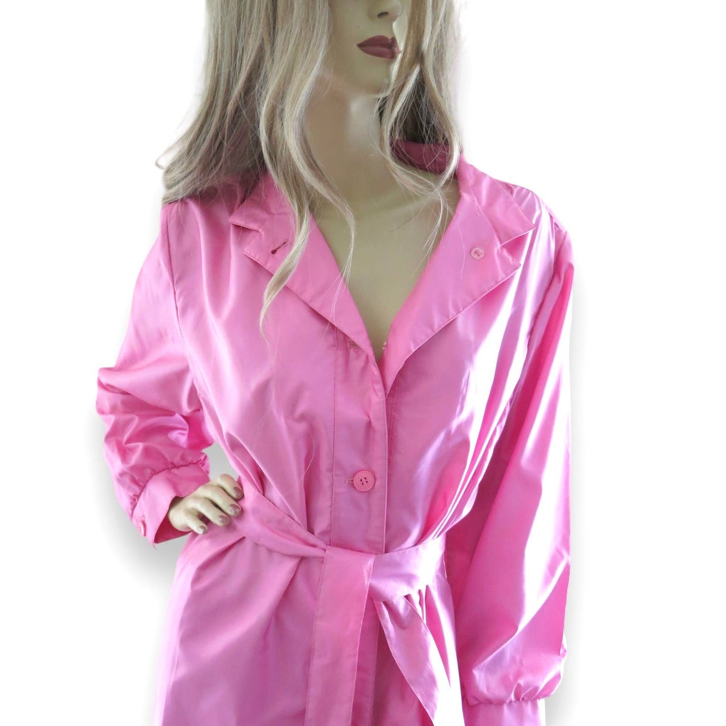 80s Vintage Pink Belted Trench Coat XL