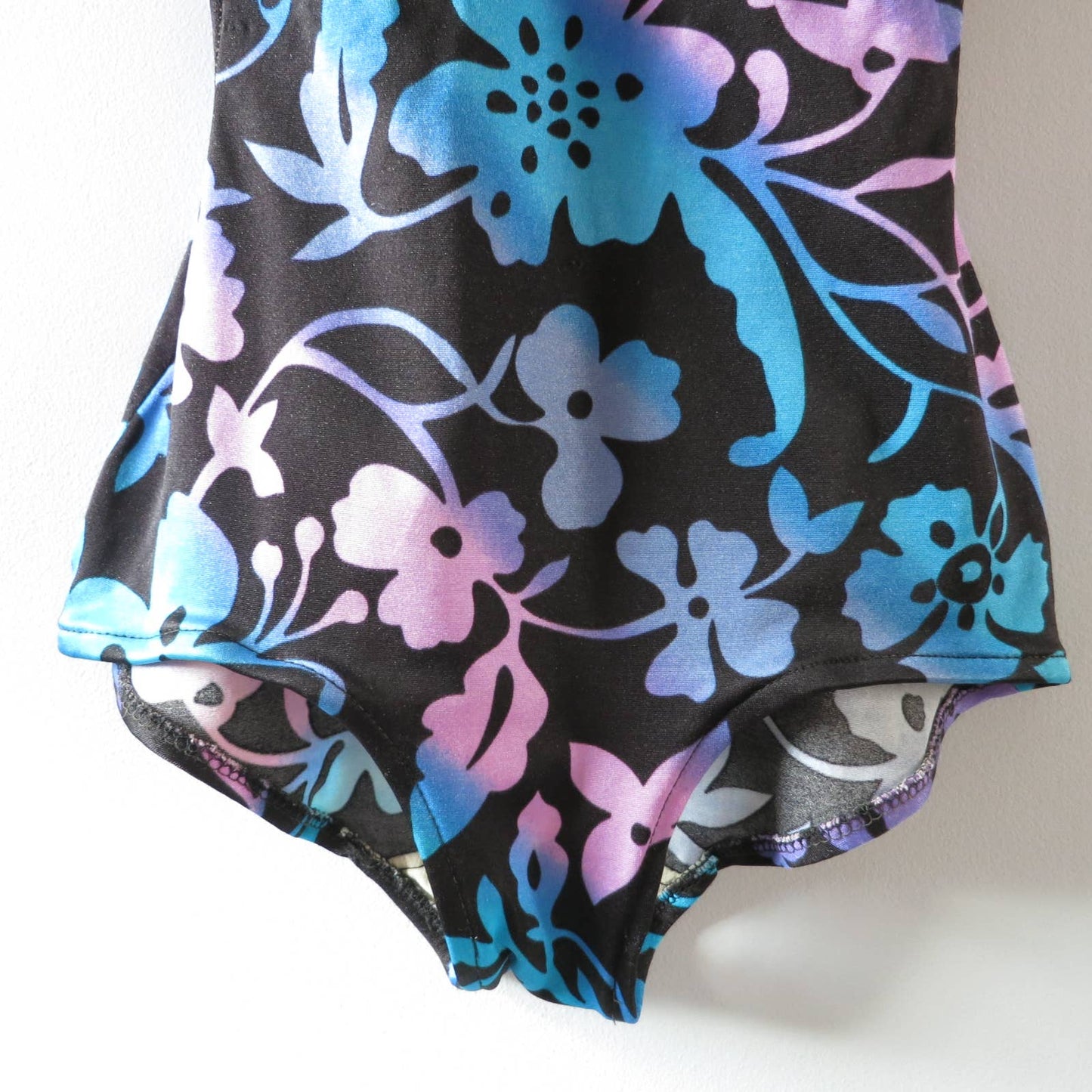 80s Roxanne Blue Floral Bathing Suit S