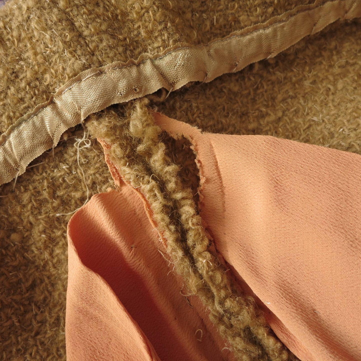 50s Vintage I.Magnin Fur Trimmed Camel Boucle' Wool Skirt Suit M