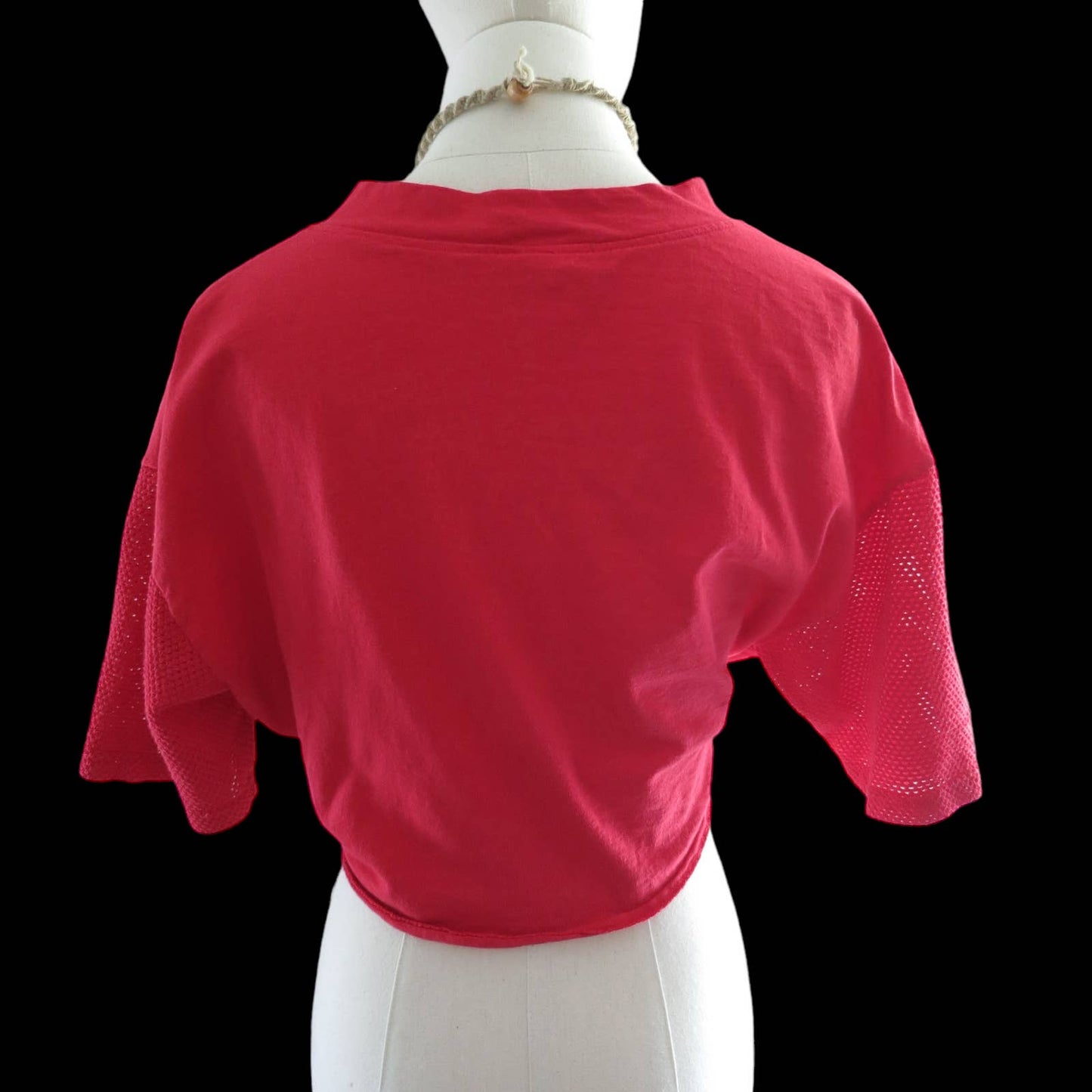 80s Trends Sportswear Red Tie Front Crop Top L