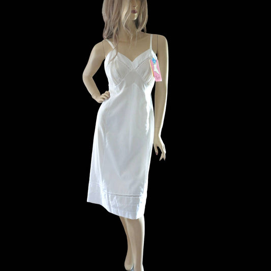 80s White Cotton Blend Slip Dress S NWT