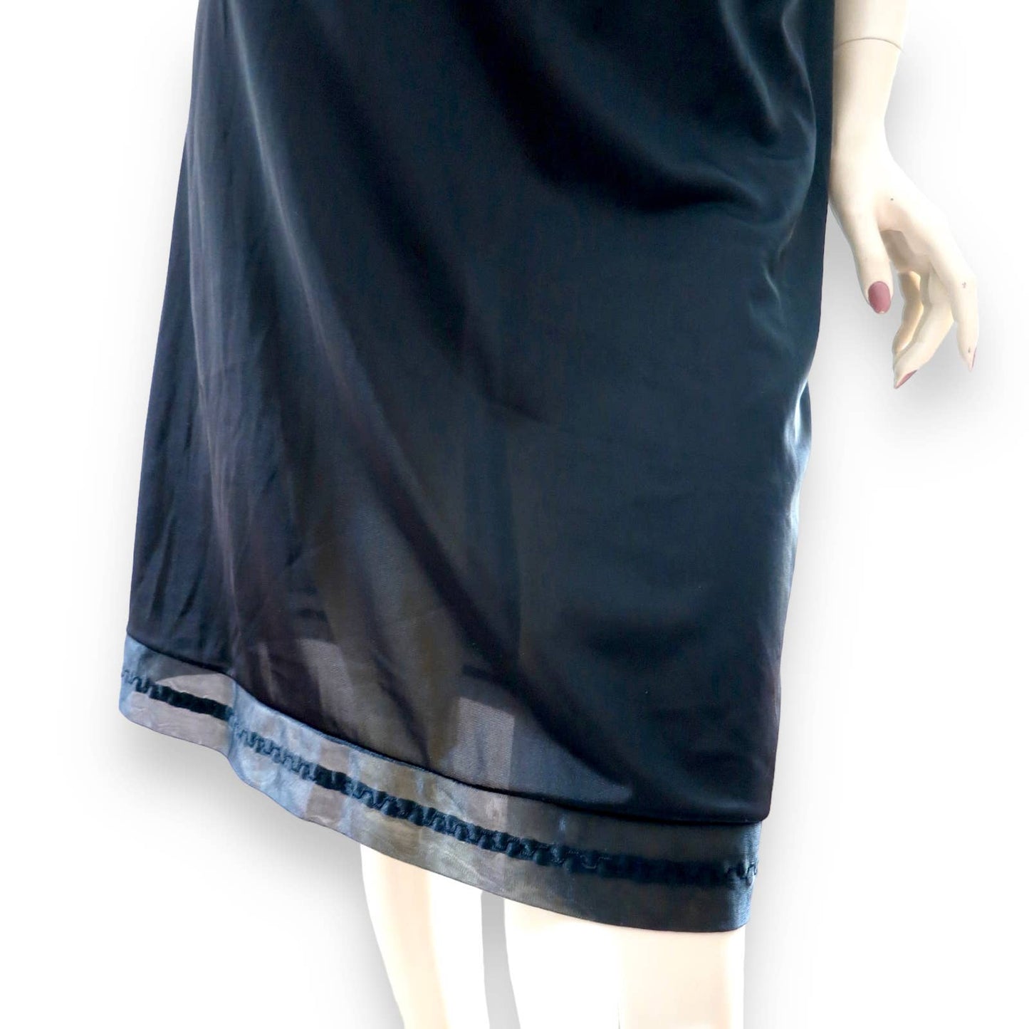 60s Vintage VF Black Nylon Slip Dress XS