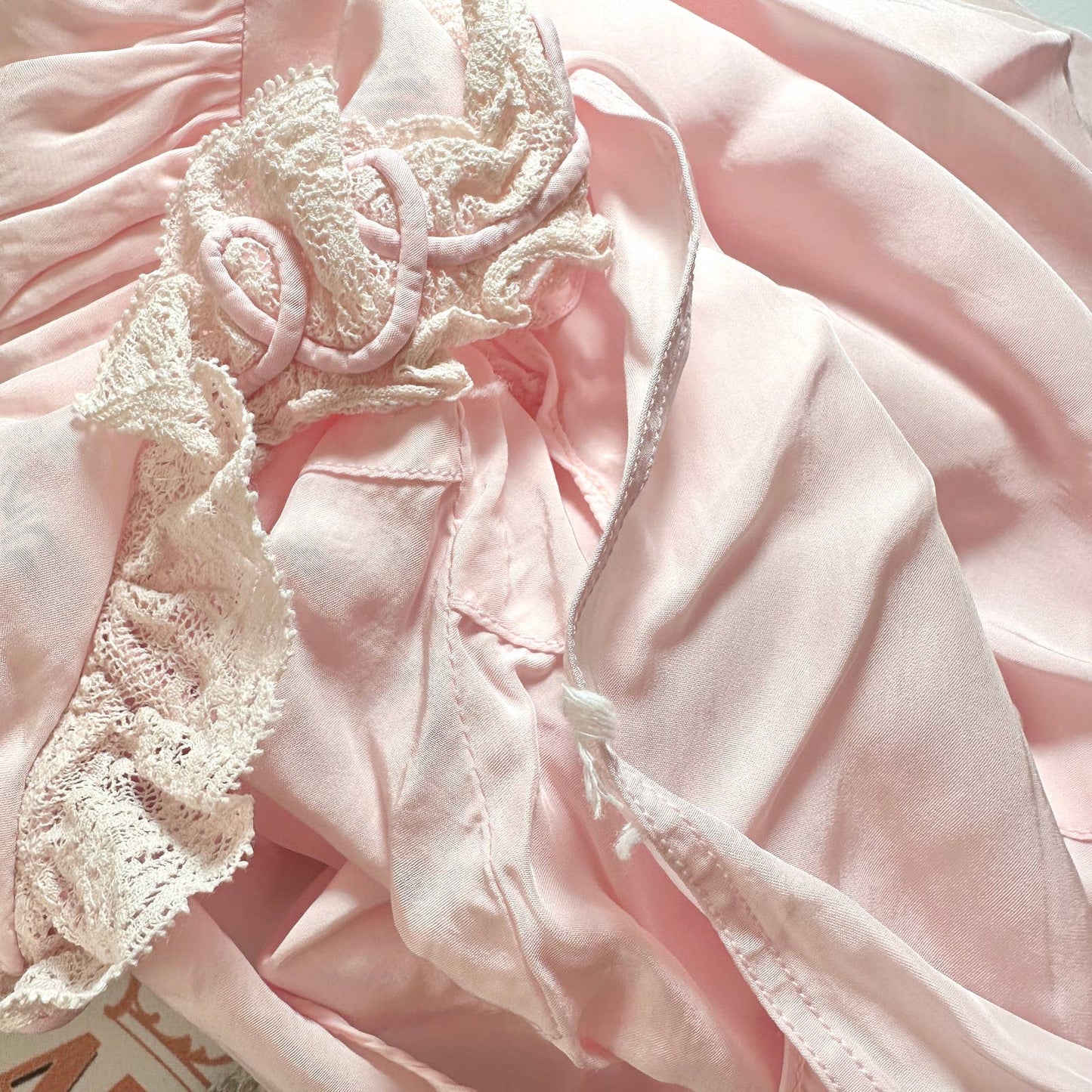 40s Vintage Pink Rayon Maxi Gown Sleep Dress L