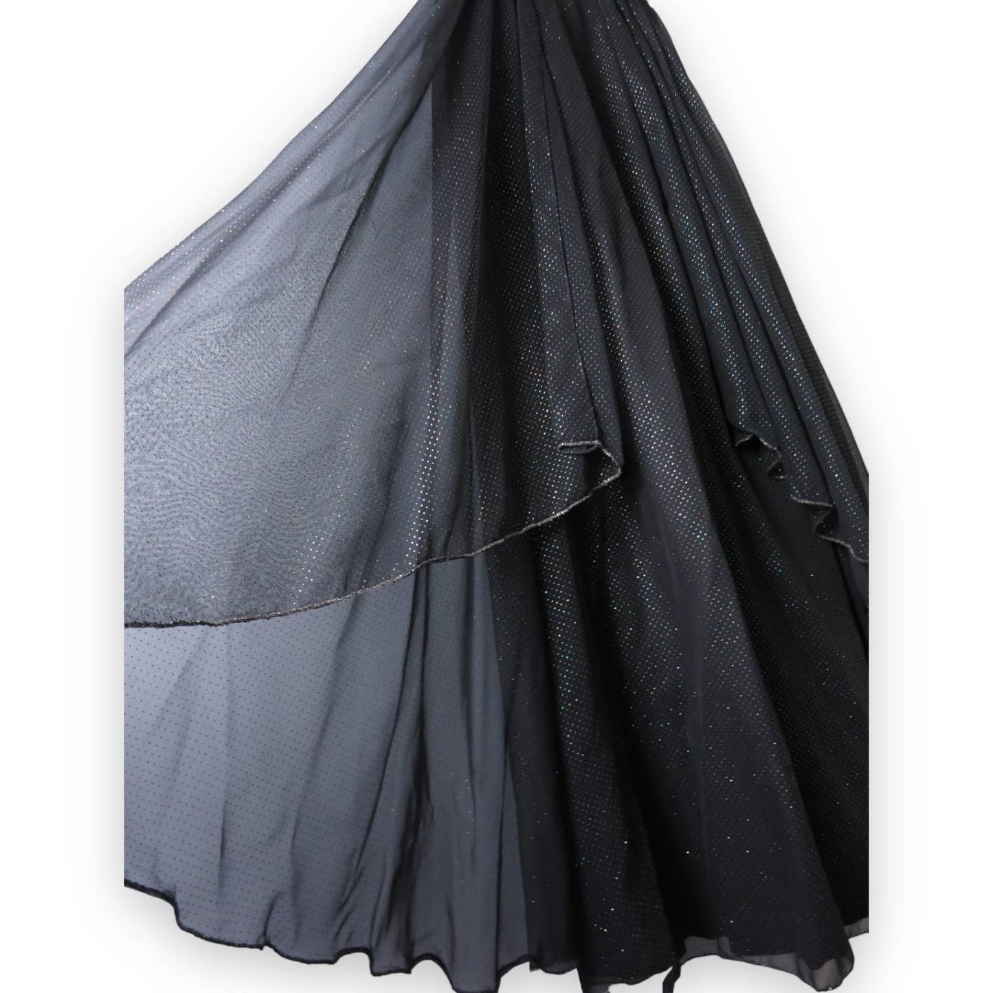 80s VTG Black Crystal Embellished Evening Gown S/M
