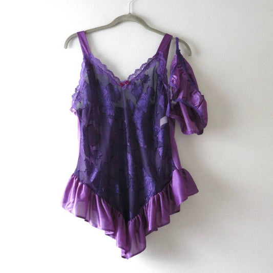 80s Frederick's of Hollywood Purple Chemise Size M/L