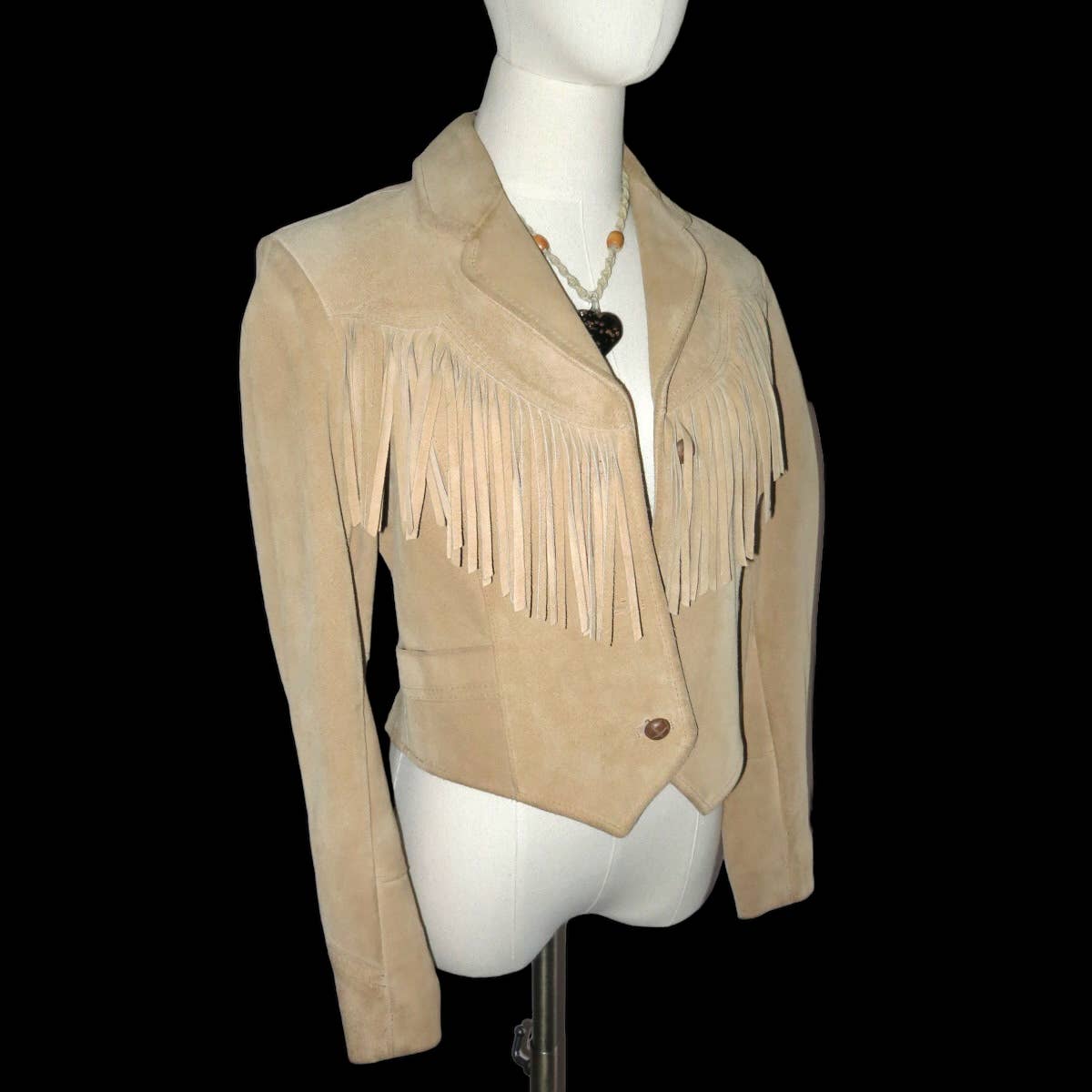 90s Fringe Suede Cropped Cowgirl Jacket M