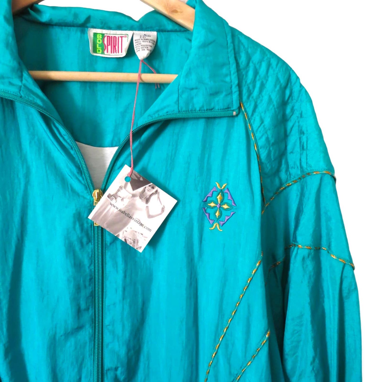 90s VTG Teal Nylon Windbreaker Sportswear Jacket L
