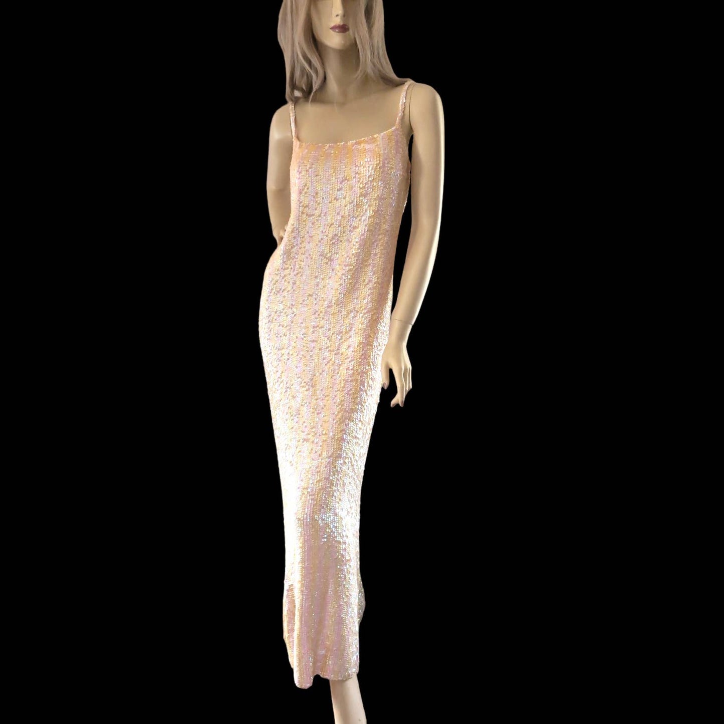60s VTG Designer Gene Shelly's Boutique International Hand Sequined Gown