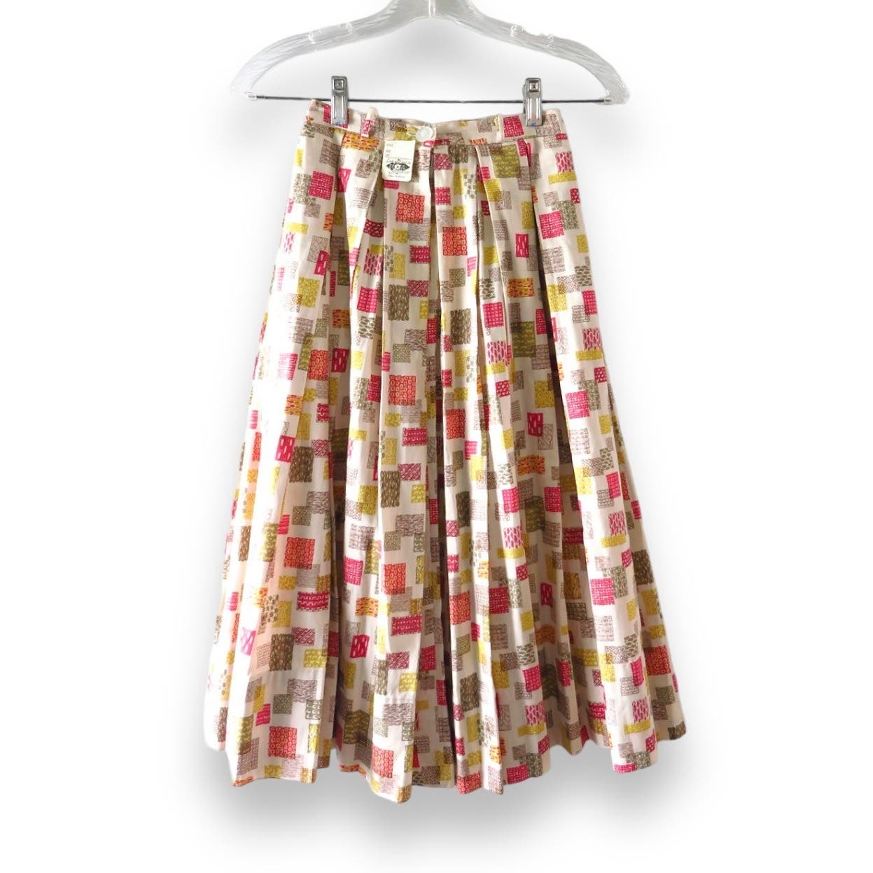 50s Vintage H&M Sportswear Pleated Cotton Novelty Skirt XXS