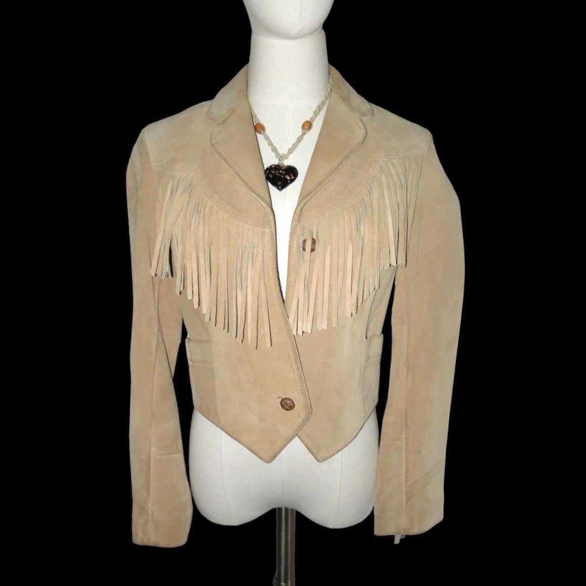 90s Fringe Suede Cropped Cowgirl Jacket M