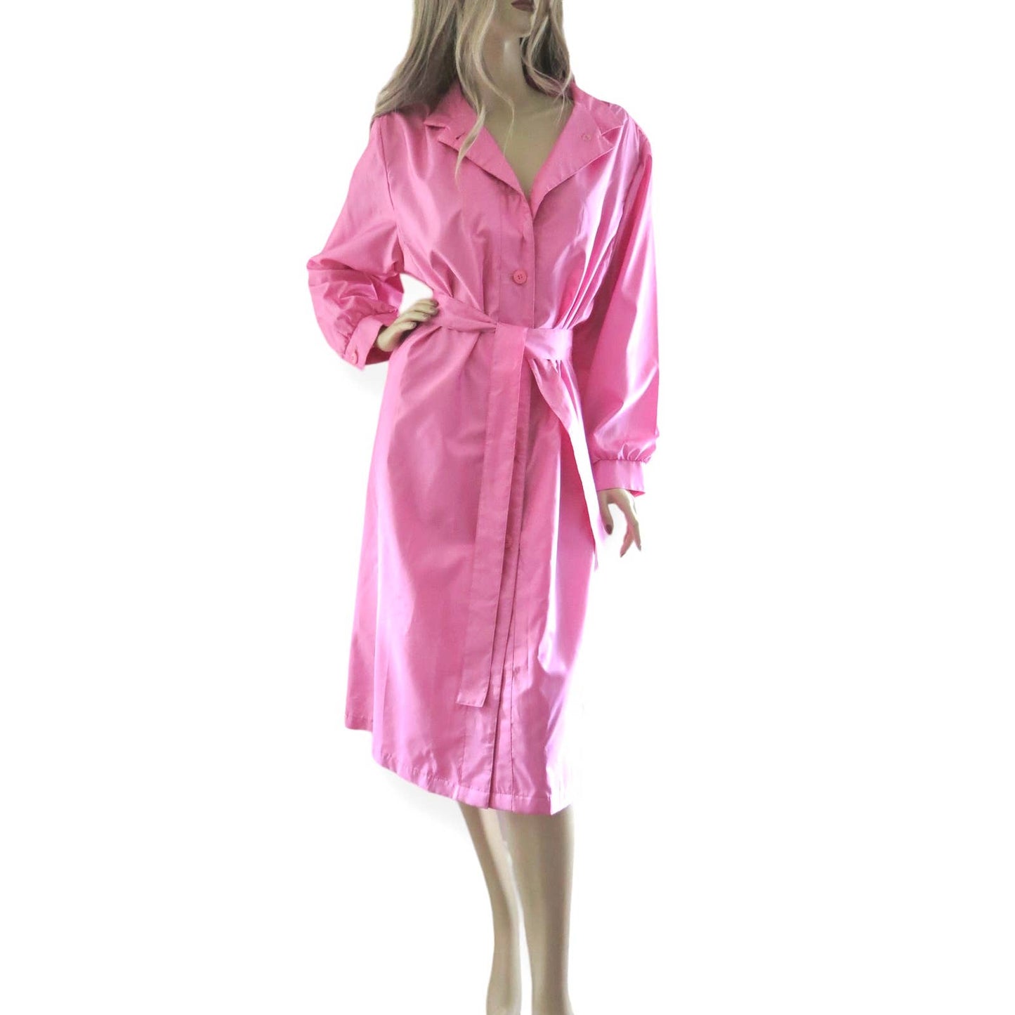 80s Vintage Pink Belted Trench Coat XL