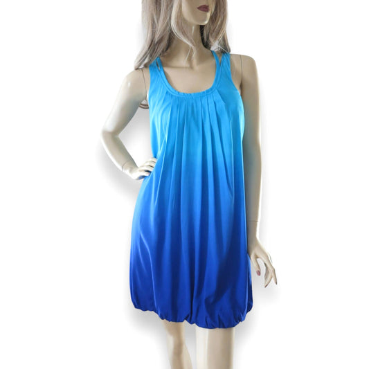 Y2K Vintage Express Silk Turquoise Blue Ombré Dress XS/S