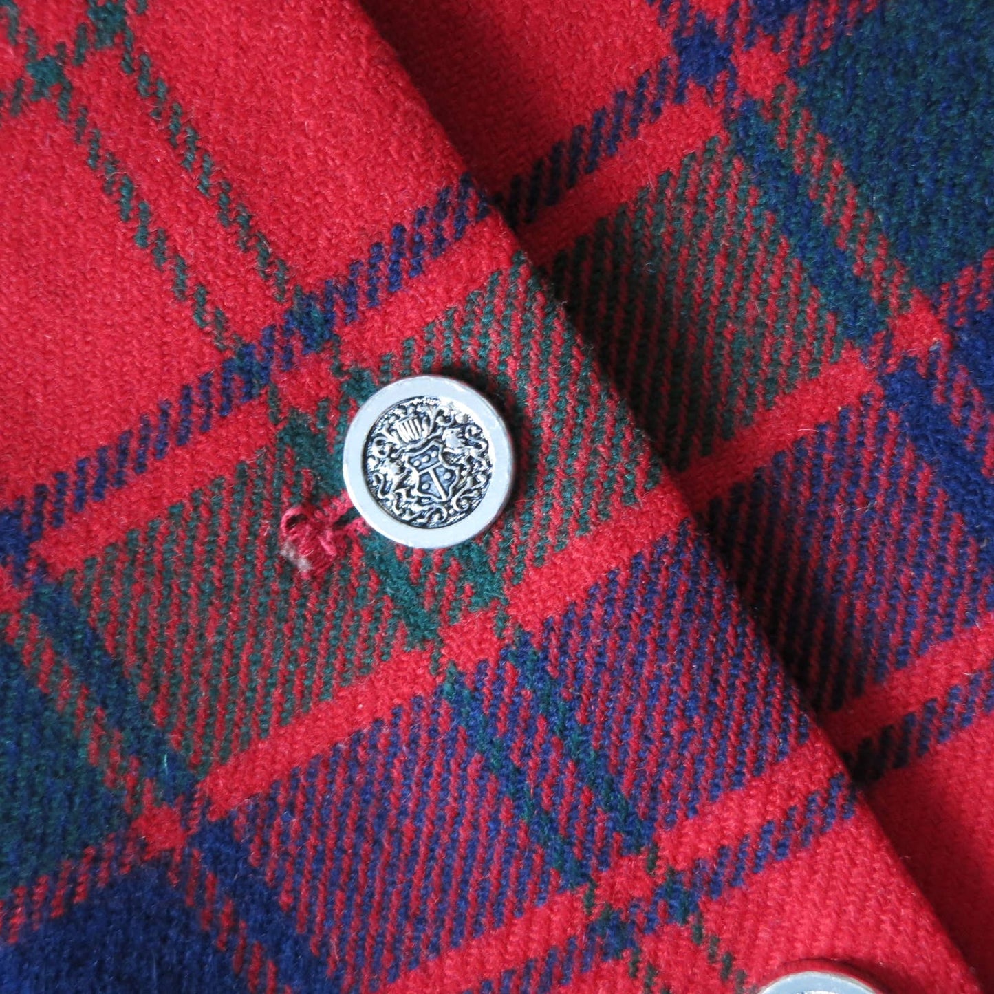 60s Red Plaid Scottish Wool Vest Size M