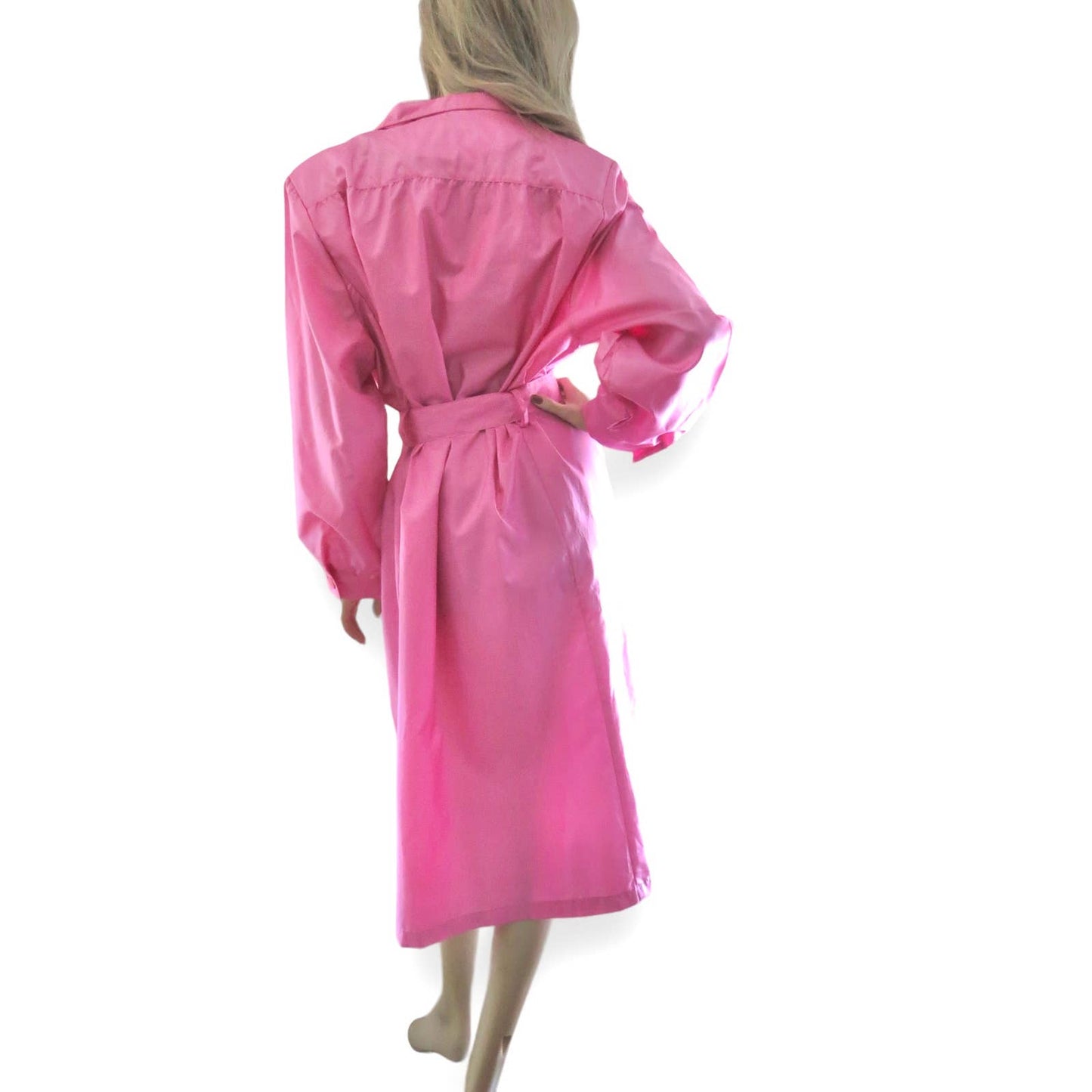 80s Vintage Pink Belted Trench Coat XL