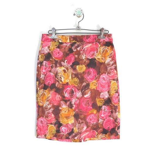 Rose Print Mini Pencil Skirt XS
